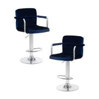 Набор 2 шт Стул барный DOBRIN KRUGER ARM, синий велюр (MJ9-117)