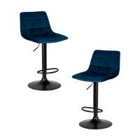 Набор 2 шт Стул барный DOBRIN TAILOR BLACK, синий велюр (MJ9-117)