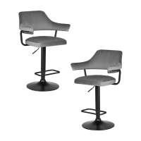 Набор 2 шт Стул барный DOBRIN CHARLY BLACK, серый велюр (MJ9-75)