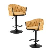 Набор 2 шт Стул барный DOBRIN LEON, жёлтая ткань (LAR 275-8)