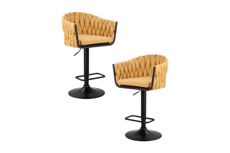 Набор 2 шт Стул барный DOBRIN LEON, жёлтая ткань (LAR 275-8)