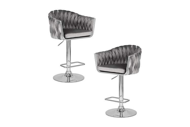 Набор 2 шт Стул барный DOBRIN MARCEL, серый велюр (MJ9-75)