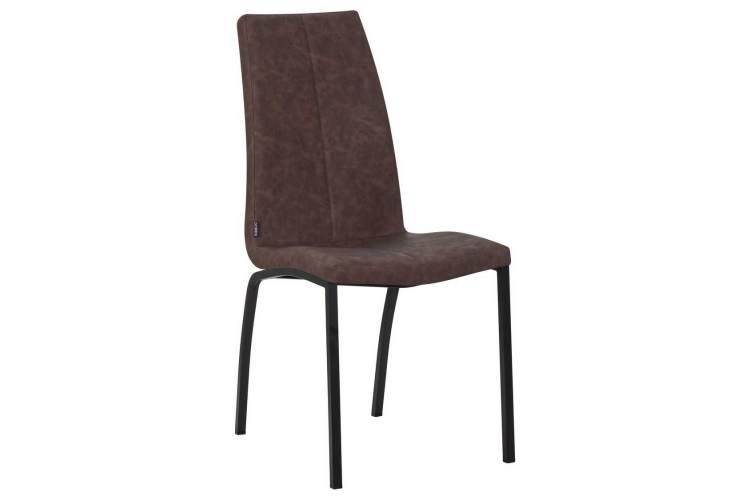 Стул обеденный DOBRIN MARK, черные ножки, коричневая винтажная экокожа (RU-05)