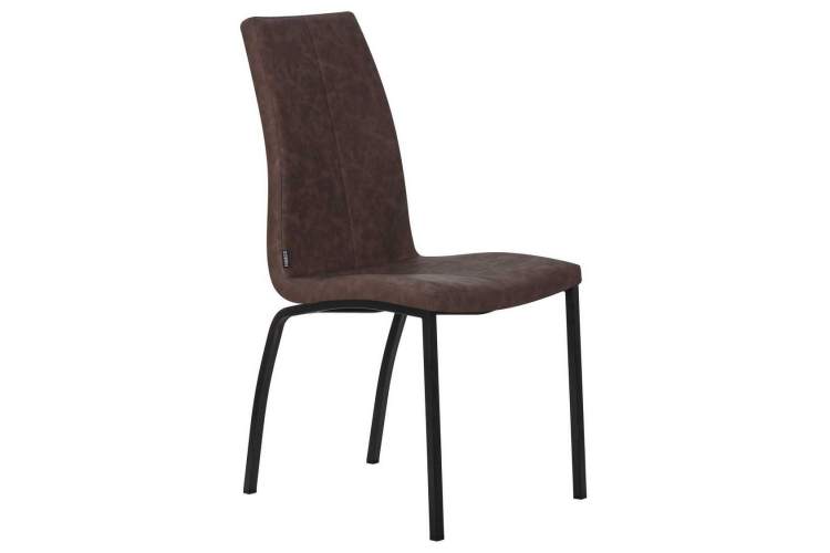 Стул обеденный DOBRIN MARK, черные ножки, коричневая винтажная экокожа (RU-05)-1