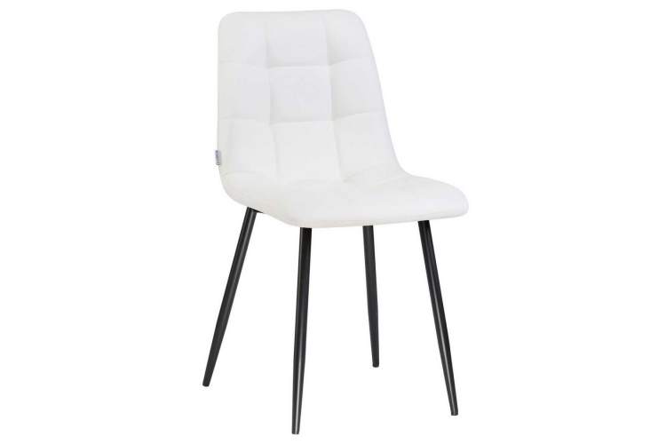 Стул обеденный DOBRIN ALEX, черные матовые ножки, белая экокожа (P-02)