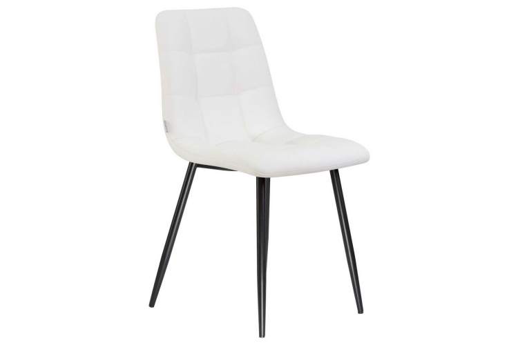 Стул обеденный DOBRIN ALEX, черные матовые ножки, белая экокожа (P-02)-1