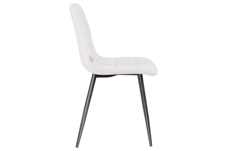 Стул обеденный DOBRIN ALEX, черные матовые ножки, белая экокожа (P-02)-2