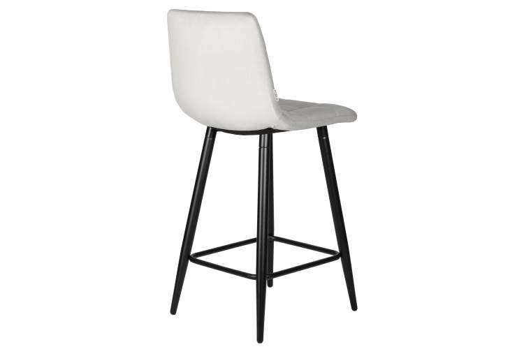 Стул полубарный DOBRIN OLIVIA, черные матовые ножки, светло-серый велюр (108-52)-3