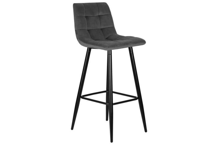 Стул барный DOBRIN NICOLE, черные матовые ножки, темно-серый велюр (108-91)-1