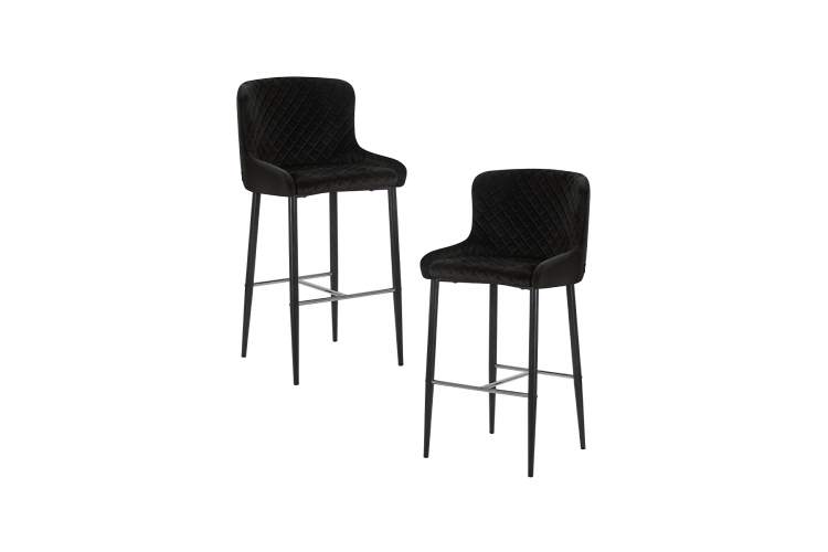 Набор 2 шт Стул барный DOBRIN CHRISTIAN'75, черные ножки, черный велюр (V108-77)