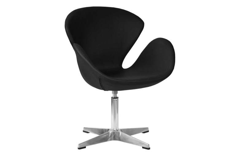 Кресло дизайнерское DOBRIN SWAN, черный кожзам P13, алюминиевое основание