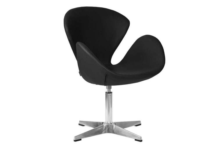 Кресло дизайнерское DOBRIN SWAN, черный кожзам P13, алюминиевое основание-1