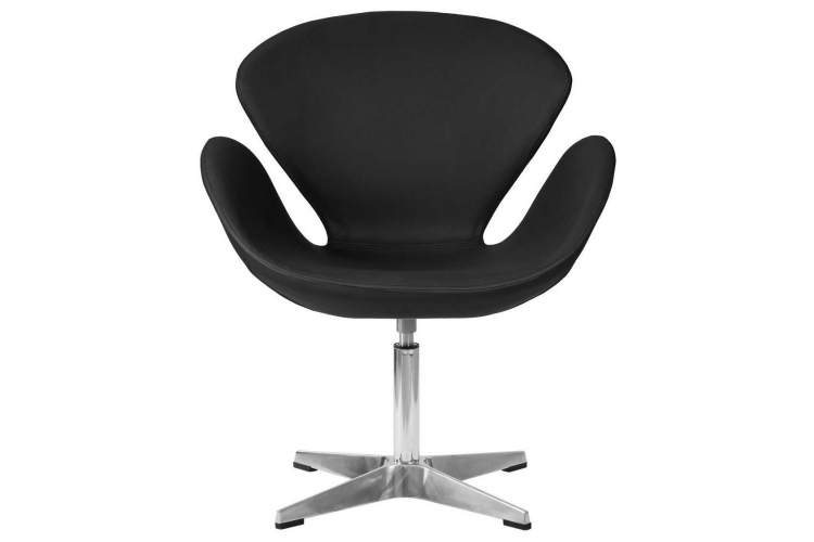 Кресло дизайнерское DOBRIN SWAN, черный кожзам P13, алюминиевое основание-5