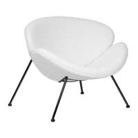 Кресло дизайнерское EMILY, белый (букле) ткань, черное основание