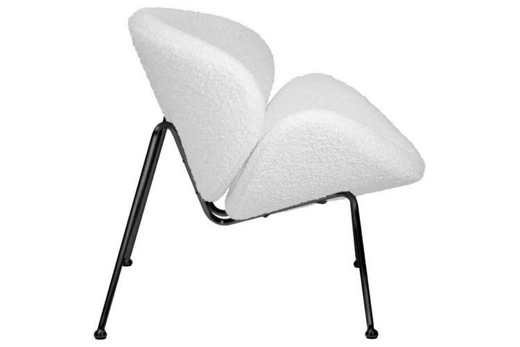 Кресло дизайнерское DOBRIN EMILY, белый (букле) ткань, черное основание-2