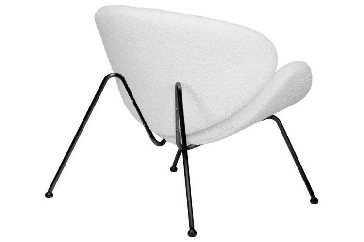 Кресло дизайнерское DOBRIN EMILY, белый (букле) ткань, черное основание-3