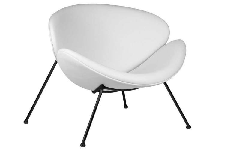 Кресло дизайнерское DOBRIN EMILY, белый винил YP17, черное основание