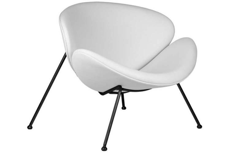 Кресло дизайнерское DOBRIN EMILY, белый винил YP17, черное основание-1