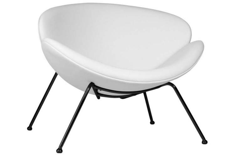 Кресло дизайнерское DOBRIN EMILY, белый винил YP17, черное основание-6