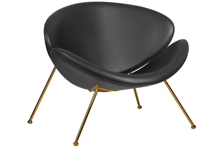 Набор 2 шт Кресло дизайнерское DOBRIN EMILY, черный винил YP16, золотое основания-1