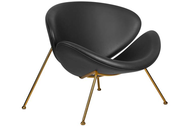 Набор 2 шт Кресло дизайнерское DOBRIN EMILY, черный винил YP16, золотое основания-2