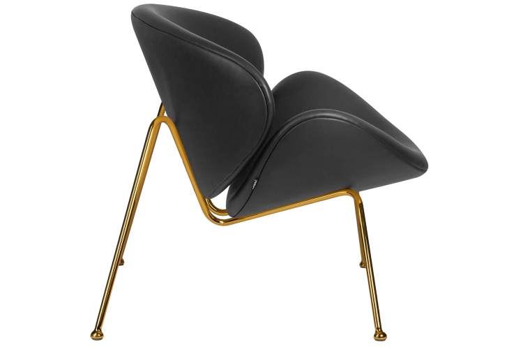 Набор 2 шт Кресло дизайнерское DOBRIN EMILY, черный винил YP16, золотое основания-3