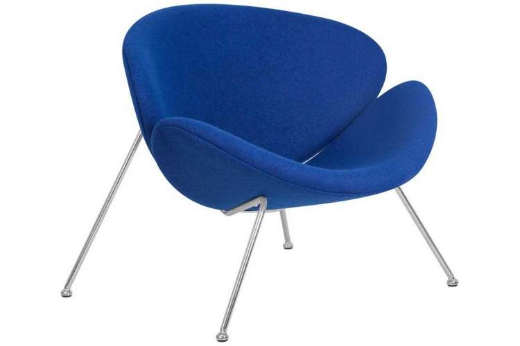 Кресло дизайнерское DOBRIN EMILY, синяя ткань AF6, хромированная сталь-1