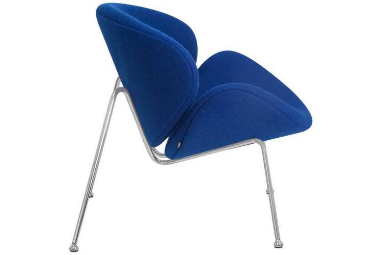 Кресло дизайнерское DOBRIN EMILY, синяя ткань AF6, хромированная сталь-2