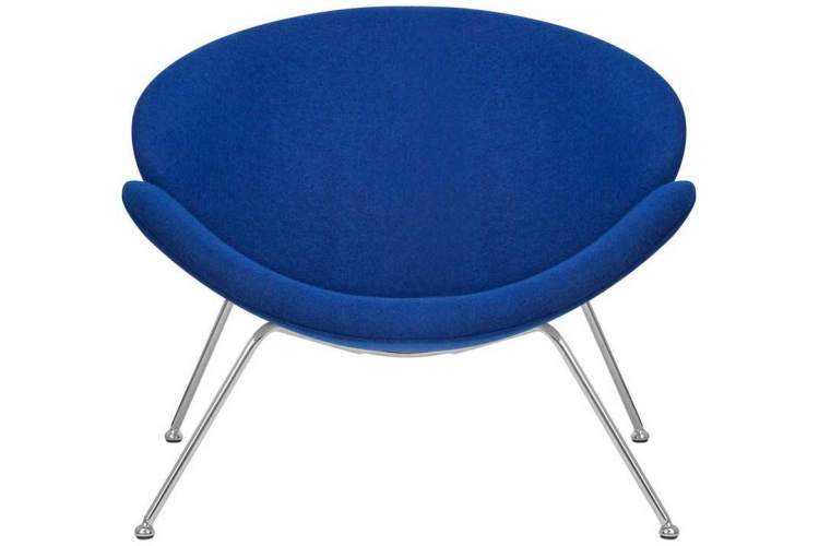 Кресло дизайнерское DOBRIN EMILY, синяя ткань AF6, хромированная сталь-5