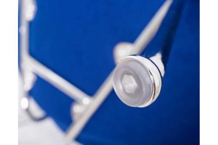 Кресло дизайнерское DOBRIN EMILY, синяя ткань AF6, хромированная сталь-8