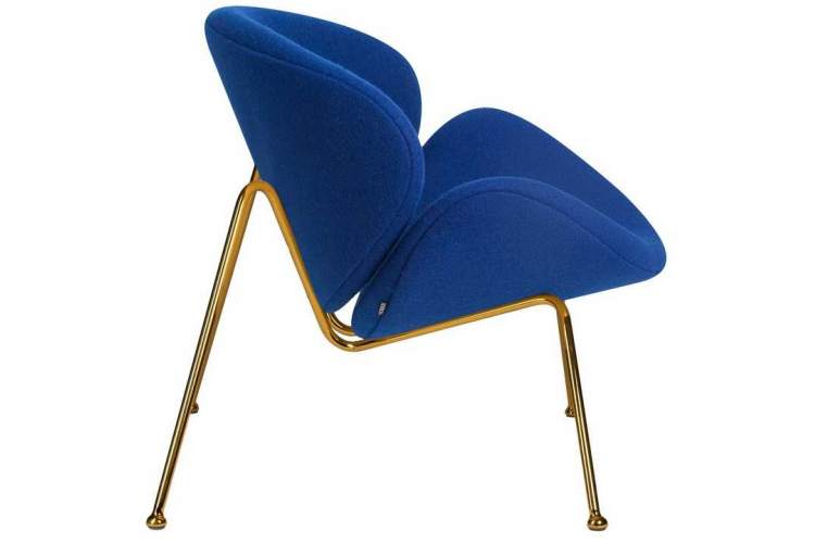Кресло дизайнерское DOBRIN EMILY, синяя ткань AF6, золотое основание-2