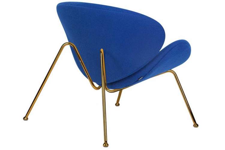 Кресло дизайнерское DOBRIN EMILY, синяя ткань AF6, золотое основание-3