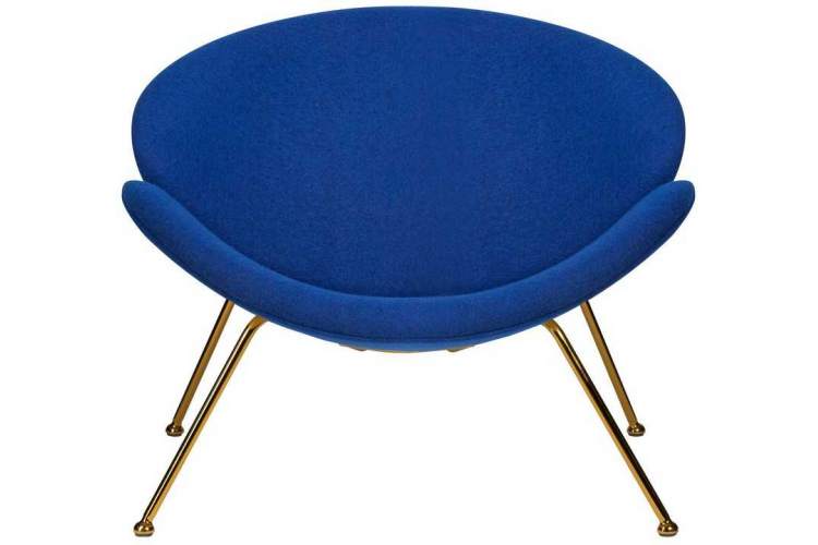 Кресло дизайнерское DOBRIN EMILY, синяя ткань AF6, золотое основание-5