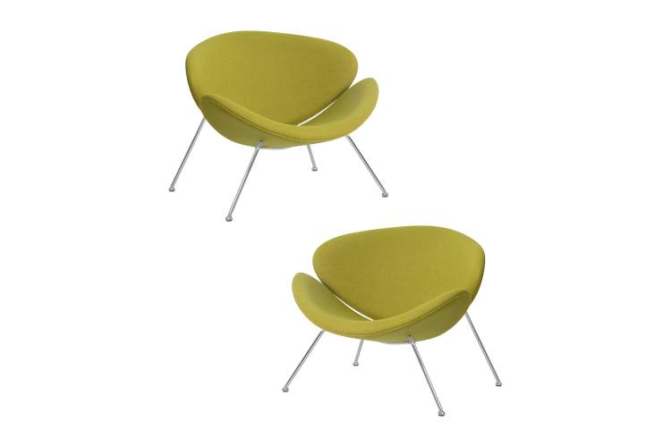 Набор 2 шт Кресло дизайнерское DOBRIN EMILY, светло-зеленая ткань AF3, хромированная сталь