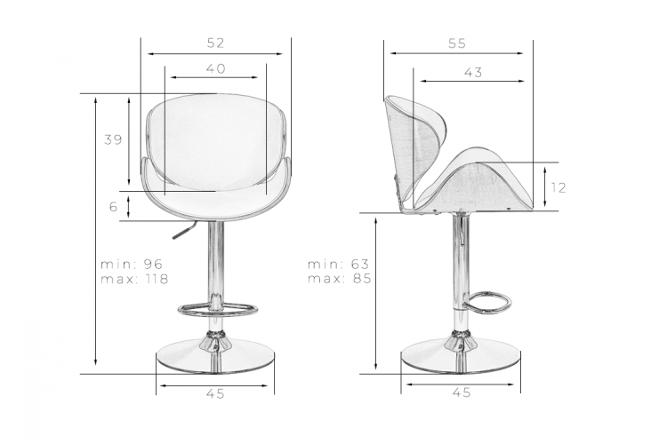 Набор 2 шт Стул барный DOBRIN JACK BLACK, цвет черный глянец PU ABD 002-12
