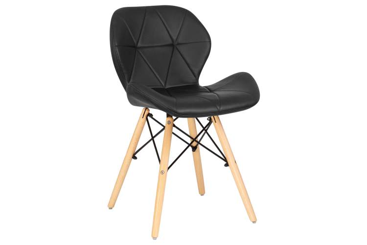 Набор 4 шт Стул обеденный DOBRIN BUTTERFLY, ножки светлый бук, цвет сиденья чёрный-1