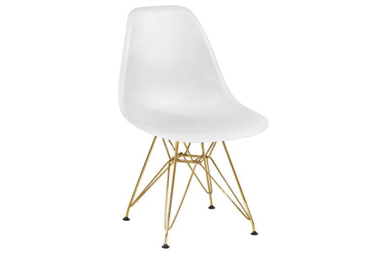 Стул обеденный DOBRIN DSR, ножки золотые, цвет белый (W-02)