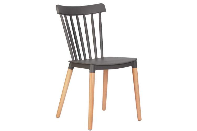 Стул обеденный DOBRIN THEO, ножки светлый бук, цвет темно-серый (GR-04)