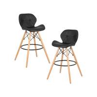 Набор 2 шт Стул барный DOBRIN BUTTERFLY BAR, ножки светлый бук, цвет чёрный
