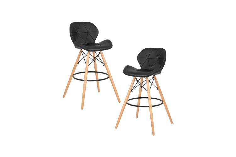 Набор 2 шт Стул барный DOBRIN BUTTERFLY BAR, ножки светлый бук, цвет чёрный