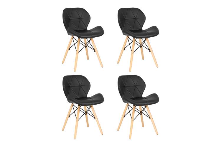 Набор 4 шт Стул обеденный DOBRIN BUTTERFLY, ножки светлый бук, цвет сиденья чёрный
