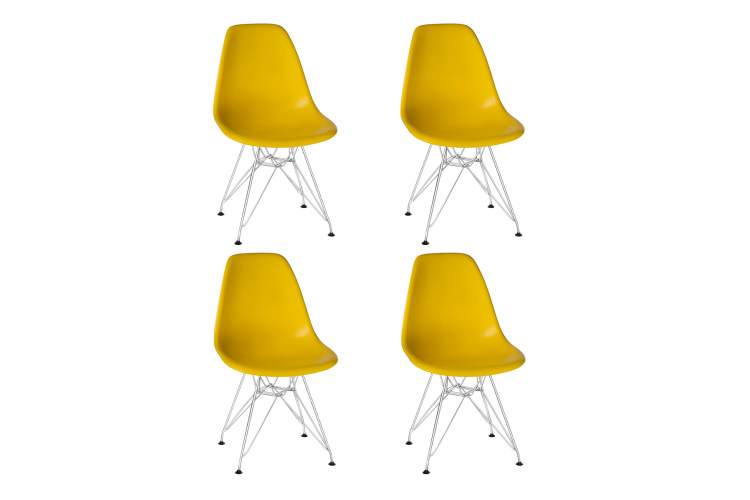 Набор 4 шт Стул обеденный DOBRIN DSR, ножки хром, цвет желтый (Y-01)