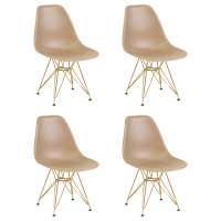Набор 4 шт Стул обеденный DOBRIN DSR, ножки золотые, цвет бежевый (GR-03)