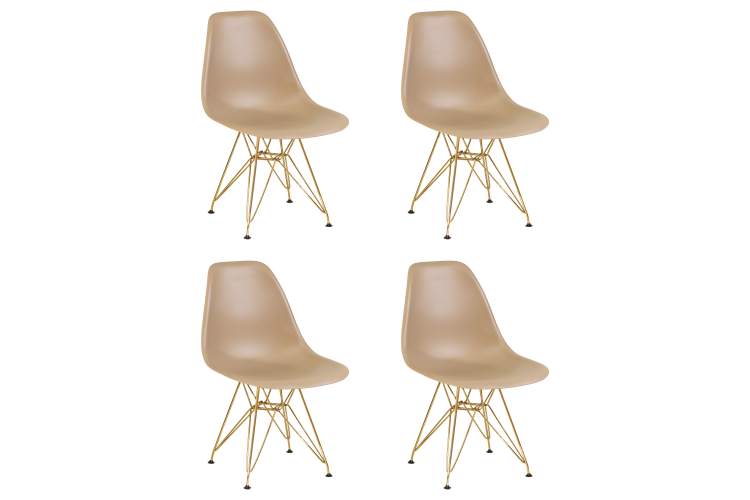 Набор 4 шт Стул обеденный DOBRIN DSR, ножки золотые, цвет бежевый (GR-03)