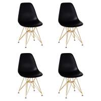 Набор 4 шт Стул обеденный DOBRIN DSR, ножки золотые, цвет чёрный (B-03)