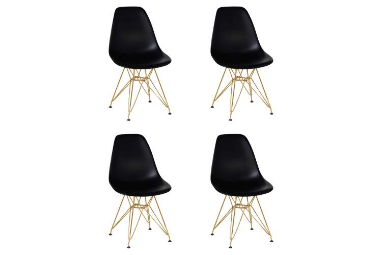 Набор 4 шт Стул обеденный DOBRIN DSR, ножки золотые, цвет чёрный (B-03)