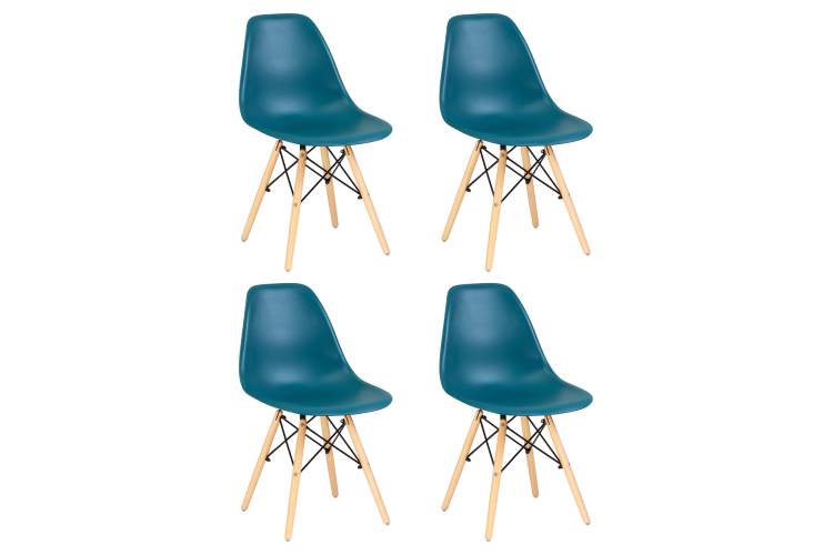 Набор 4 шт Стул обеденный DOBRIN DSW, ножки светлый бук, цвет морской волны (G-05)