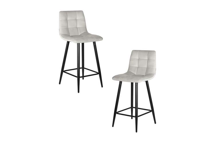 Набор 2 шт Стул полубарный DOBRIN OLIVIA, черные матовые ножки, светло-серый велюр (108-52)