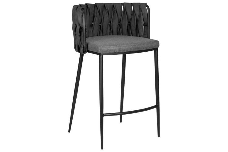Стул полубарный DOBRIN AMELIA COUNTER, серая ткань (F-48), темно-серый винтажный PU (MF-12)