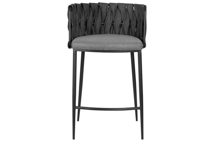 Стул полубарный DOBRIN AMELIA COUNTER, серая ткань (F-48), темно-серый винтажный PU (MF-12)-5